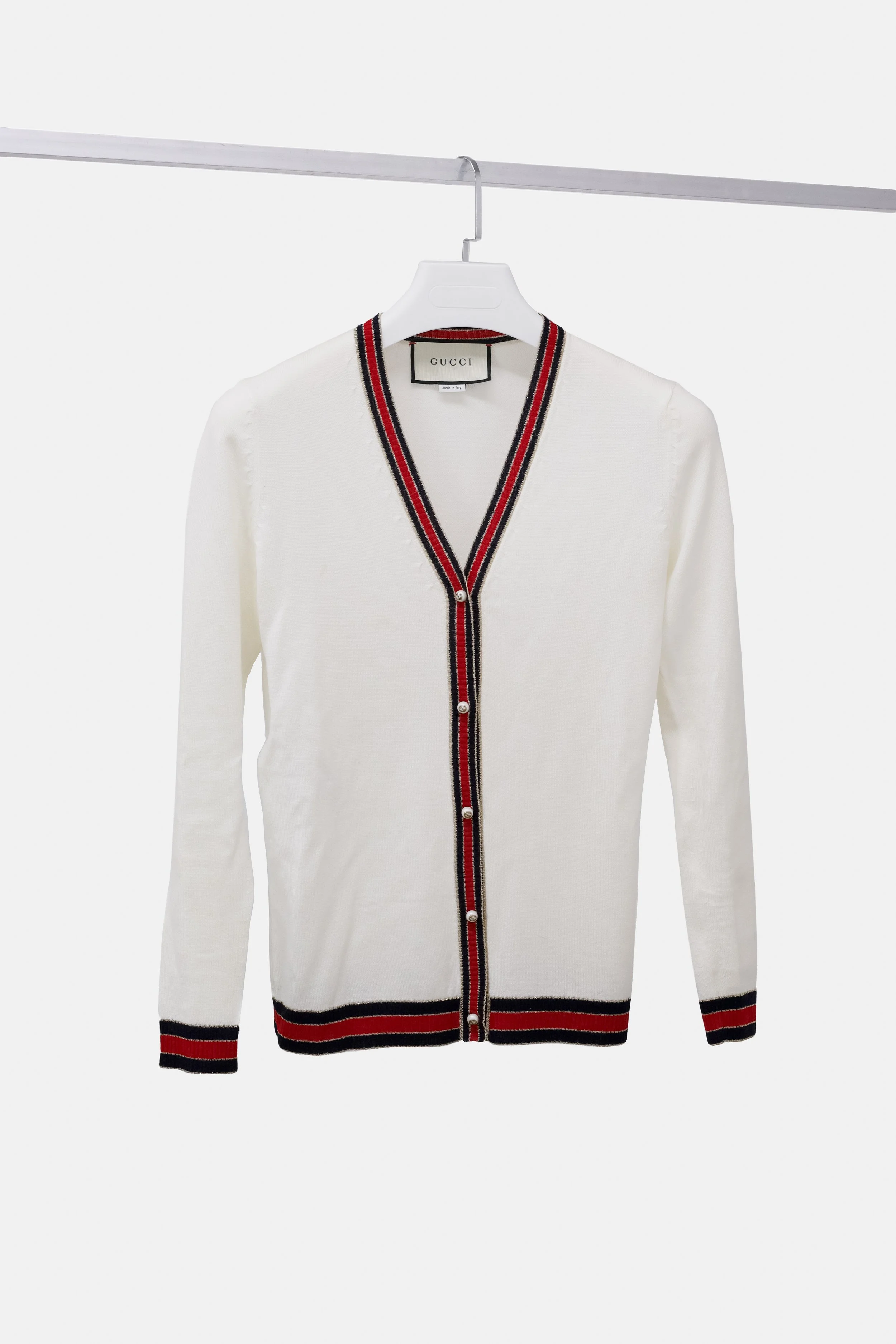 Gucci Cream Knit Pearl Cardigan BLOGGER ARMOIRE